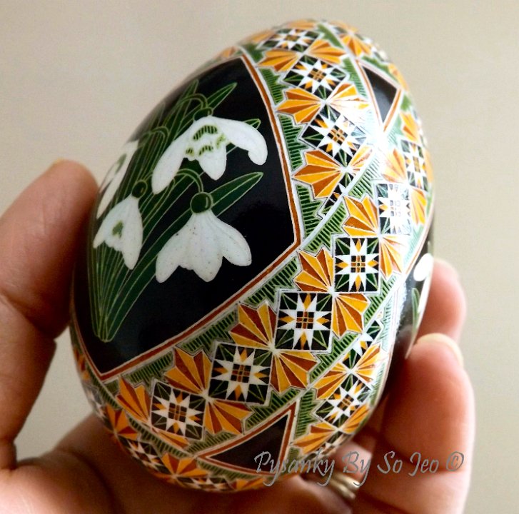 Snowdrops Pysanky Ukrainian Easter Egg by So Jeo